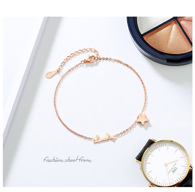 Pulsera Tobillera Acero Titanio 316L Estrella de la Suerte Oro Rosa - Joya Resistente para Mujer - Image 7