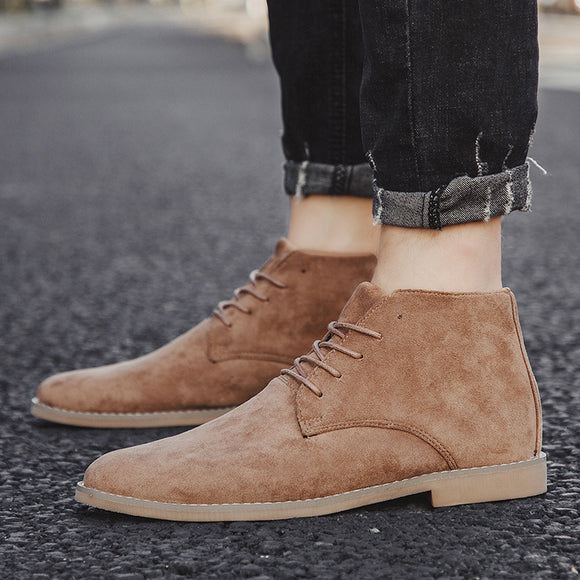 Botas Martin de Cuero Gamuza Punta Aguda Estilo Británico