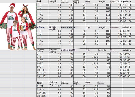 Matching family Christmas pajamas with red and white stripes, green trim, and "Merry Christmas" text with a Santa hat. - Image 8