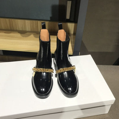 Botas Mujer Tacón Medio con Cadena Metálica y Punta Redonda - Image 7