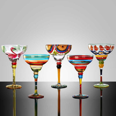 Copa Margarita de Cristal Pintada a Mano - Diseño Triangular Artístico - Image 35
