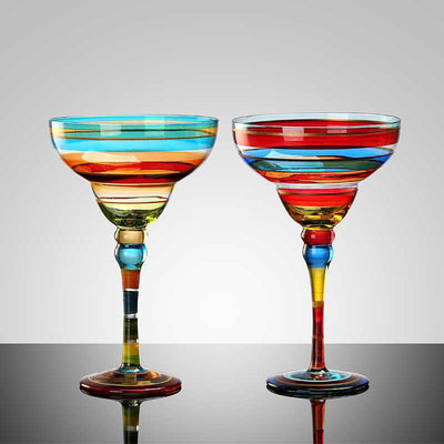 Copa Margarita de Cristal Pintada a Mano - Diseño Triangular Artístico - Image 36