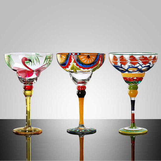 Copa Margarita de Cristal Pintada a Mano - Diseño Triangular Artístico - Image 37