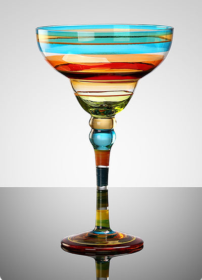 Copa Margarita de Cristal Pintada a Mano - Diseño Triangular Artístico - Image 43