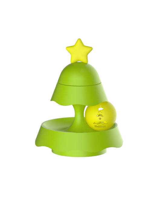 Pink three-layer mini Christmas tree toy with a star topper and two clear spheres containing star and wave designs. - Image 24