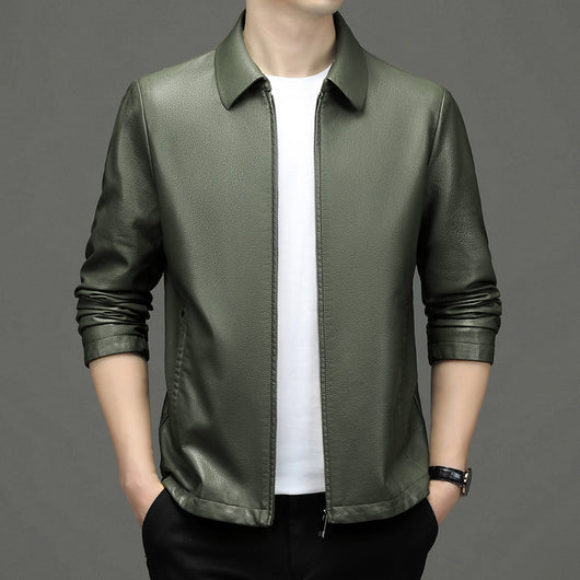 Chaqueta de Cuero Ecológico para Hombre con Solapa - Abrigo de Piel Auténtica - Image 7