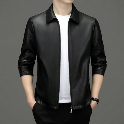 Chaqueta de Cuero Ecológico para Hombre con Solapa - Abrigo de Piel Auténtica - Image 11