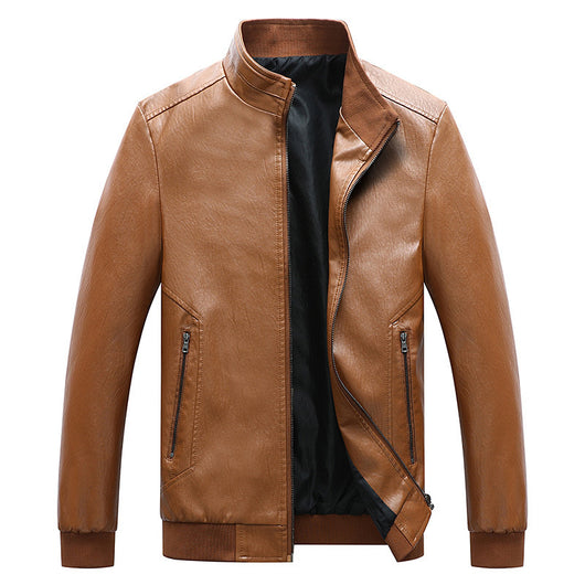 Chaqueta de Cuero PU Lavado para Hombre - Primavera y Otoño - Image 25