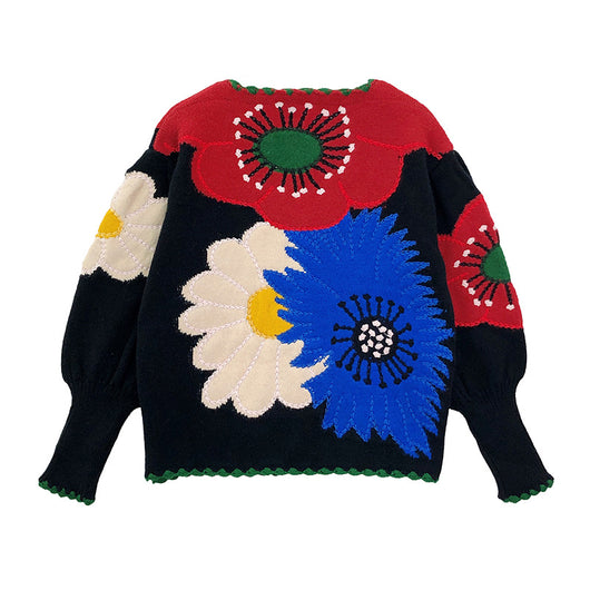Blusa Tejida Étnica con Contraste de Colores y Flores - Image 20