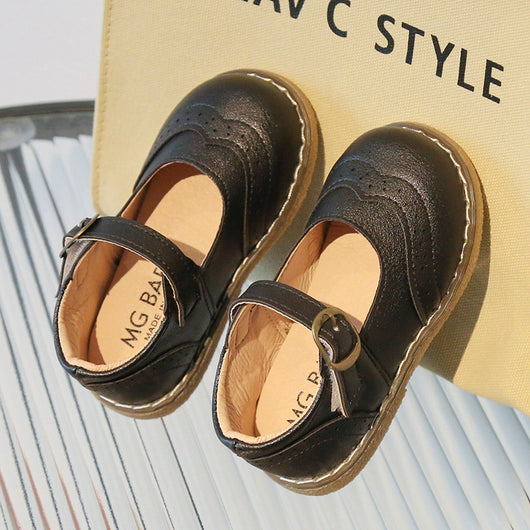 Zapatos de Cuero Casual para Niñas - Diseño Liso y Versátil - Image 9