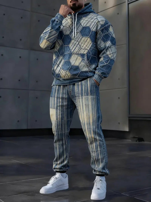 Sudadera Denim con Capucha y Estampado 3D Letrado para Hombre - Image 5