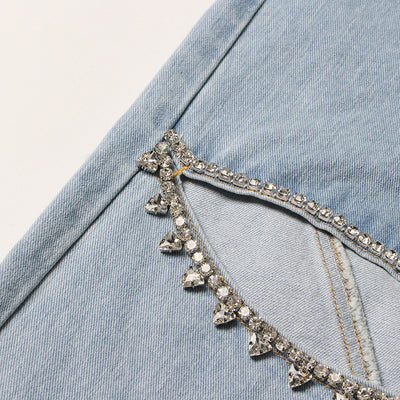 Jeans Anchos con Detalles de Diamantes para Mujer - Image 33