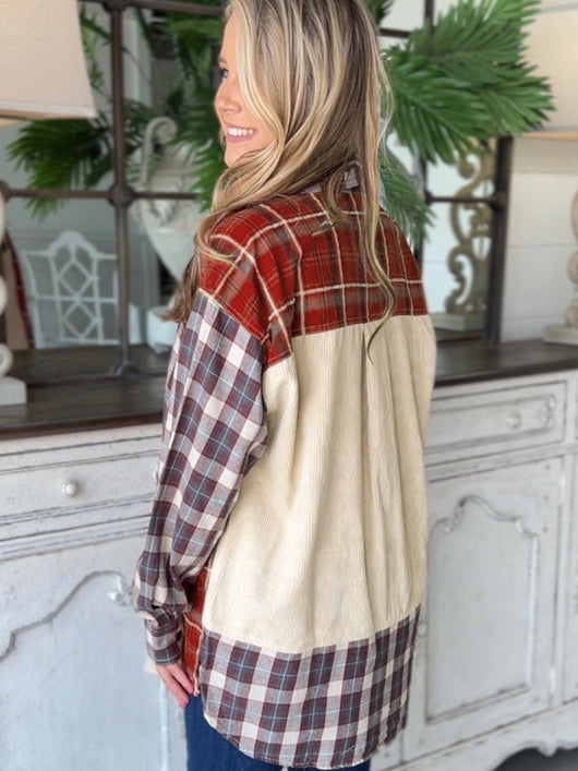 Chaqueta Patchwork de Pana a Cuadros - Estilo Europeo Otoño Invierno - Image 11