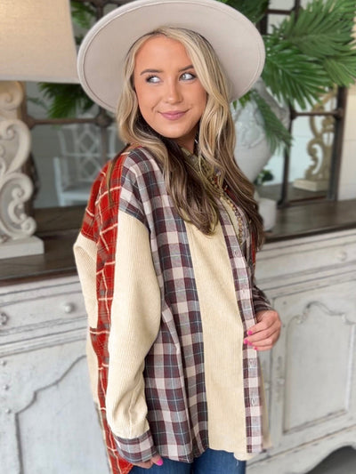 Chaqueta Patchwork de Pana a Cuadros - Estilo Europeo Otoño Invierno - Image 13