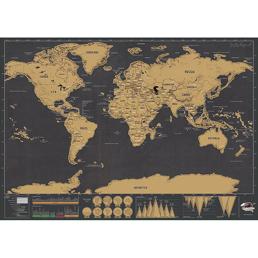 Mapa Mundi Rascable Personalizado - Póster Deluxe Grande para Decorar y Rastrear Viajes