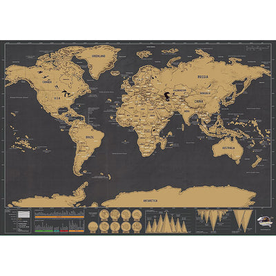 Mapa Mundi Rascable Personalizado - Póster Deluxe Grande para Decorar y Rastrear Viajes