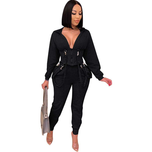 Conjunto de Dos Piezas Slim Fit con Cuello de Cremallera para Discoteca y Eventos - Image 18