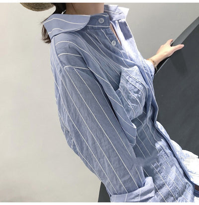 Camisa Minimalista a Rayas de Manga Larga Efecto Escarcha - Image 9
