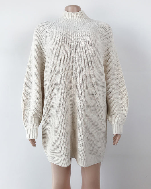 Vestido Suéter Cuello Alto Largo Abrigo Cálido para Mujer Invierno - Image 18