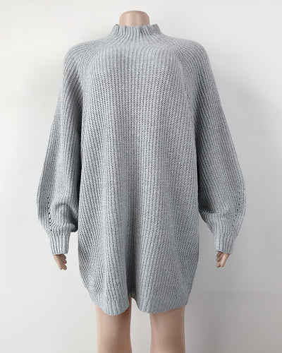 Vestido Suéter Cuello Alto Largo Abrigo Cálido para Mujer Invierno - Image 33