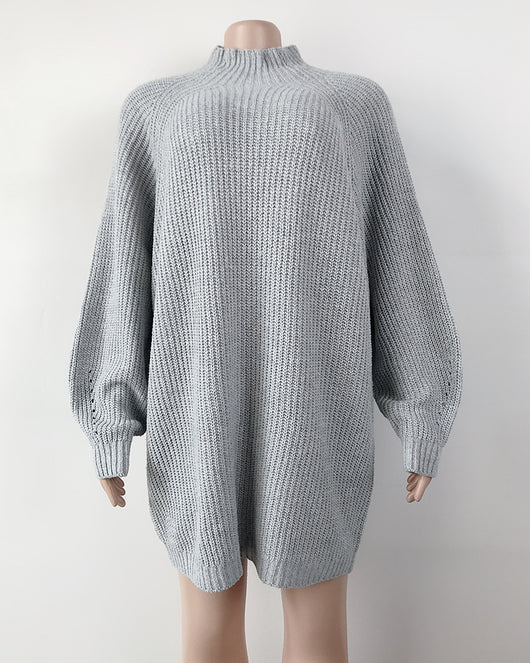 Vestido Suéter Cuello Alto Largo Abrigo Cálido para Mujer Invierno - Image 33