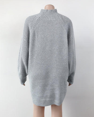 Vestido Suéter Cuello Alto Largo Abrigo Cálido para Mujer Invierno - Image 34