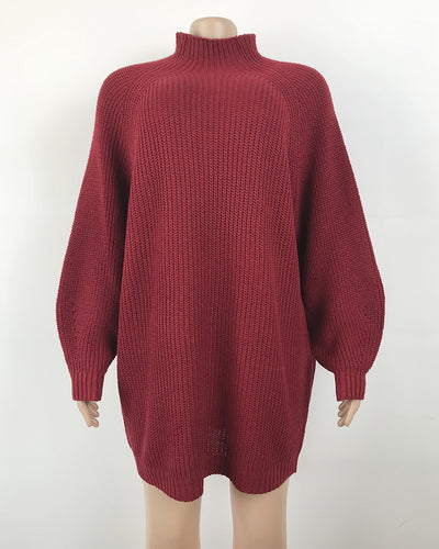 Vestido Suéter Cuello Alto Largo Abrigo Cálido para Mujer Invierno - Image 35
