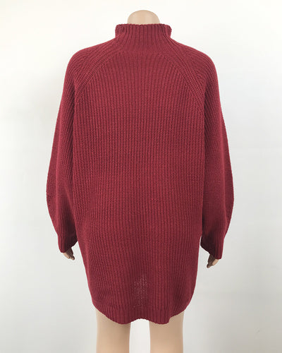 Vestido Suéter Cuello Alto Largo Abrigo Cálido para Mujer Invierno - Image 36