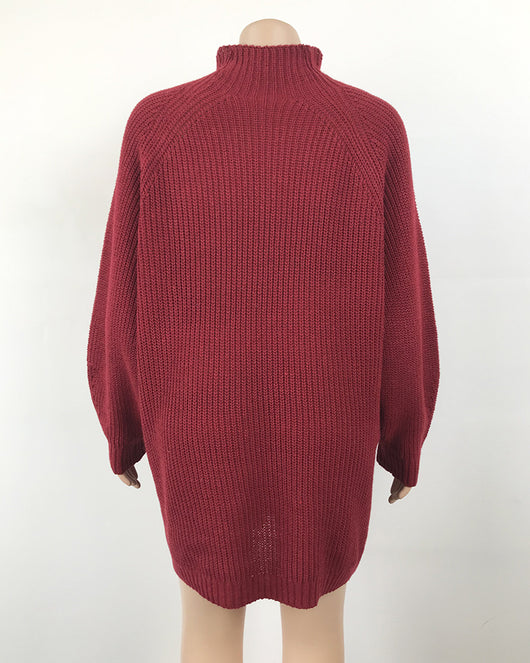 Vestido Suéter Cuello Alto Largo Abrigo Cálido para Mujer Invierno - Image 36