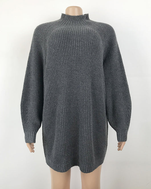 Vestido Suéter Cuello Alto Largo Abrigo Cálido para Mujer Invierno - Image 37