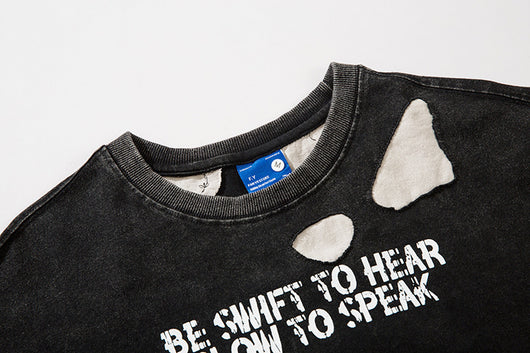Camiseta Estilo Urbano con Letras Rasgada y Detalles Distressed - Image 7