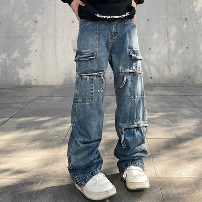 Pantalones Cargo Denim con Cierre Frontal - Estilo Urban - Image 9