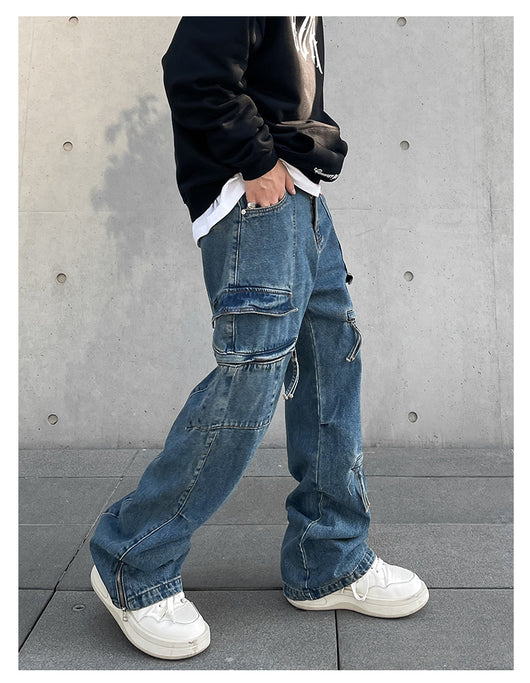 Pantalones Cargo Denim con Cierre Frontal - Estilo Urban - Image 10
