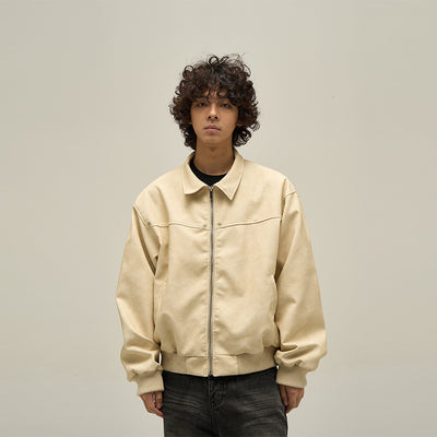 Chaqueta de Cuero Marrón Estilo Retro Americano para Hombre - Image 8