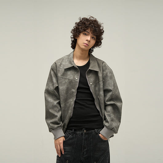 Chaqueta de Cuero Marrón Estilo Retro Americano para Hombre - Image 11