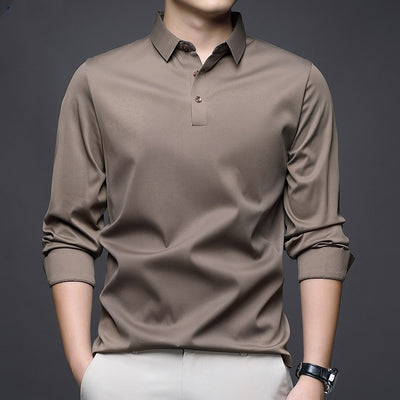 Camisa Manga Larga Cuello Solapa Sin Costuras Jinammonia para Hombre - Image 10