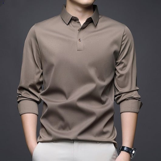 Camisa Manga Larga Cuello Solapa Sin Costuras Jinammonia para Hombre - Image 10