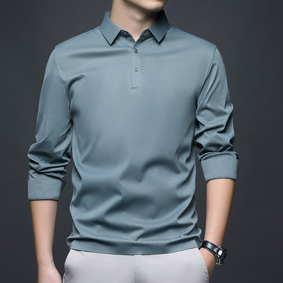 Camisa Manga Larga Cuello Solapa Sin Costuras Jinammonia para Hombre - Image 13