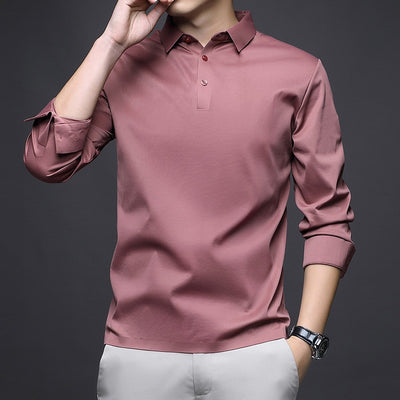 Camisa Manga Larga Cuello Solapa Sin Costuras Jinammonia para Hombre - Image 14