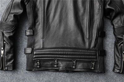 Chaqueta de Cuero para Motociclista Ajuste Slim Primera Capa - Image 15