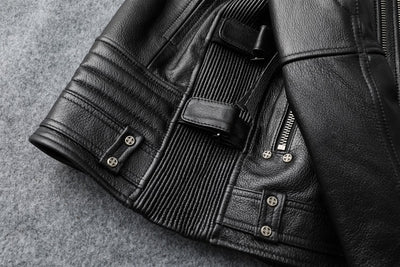 Chaqueta de Cuero para Motociclista Ajuste Slim Primera Capa - Image 18