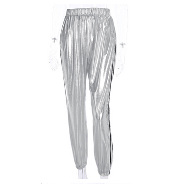 Pantalones Harem Plateados de Cintura Alta con Bolsillos - Estilo Streetwear Moderno - Image 7