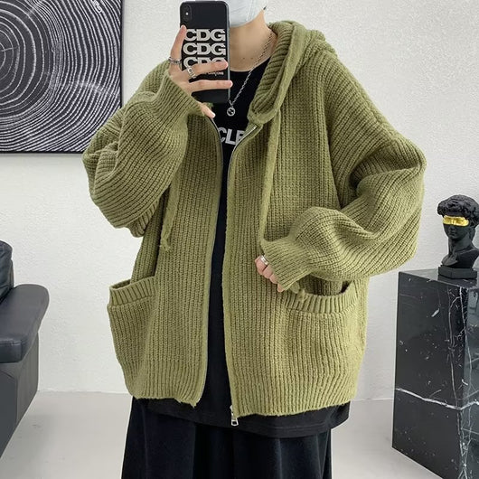 Cardigan Tejido con Capucha Estilo Hong Kong - Diseño Trendy Otoño - Image 9