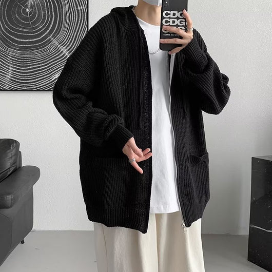 Cardigan Tejido con Capucha Estilo Hong Kong - Diseño Trendy Otoño - Image 12