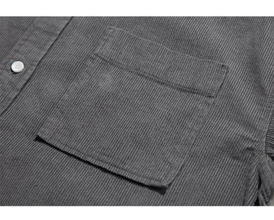 Camisa Suelta de Pana Lisa para Hombre - Estilo Casual Versátil - Image 9