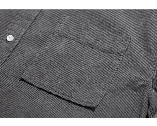 Camisa Suelta de Pana Lisa para Hombre - Estilo Casual Versátil - Image 9