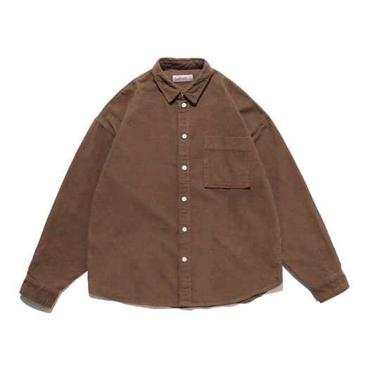 Camisa Suelta de Pana Lisa para Hombre - Estilo Casual Versátil - Image 10