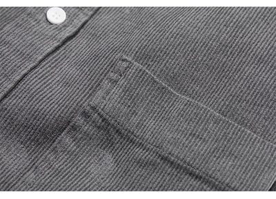 Camisa Suelta de Pana Lisa para Hombre - Estilo Casual Versátil - Image 12