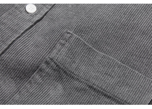 Camisa Suelta de Pana Lisa para Hombre - Estilo Casual Versátil - Image 12