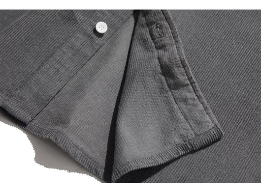 Camisa Suelta de Pana Lisa para Hombre - Estilo Casual Versátil - Image 14